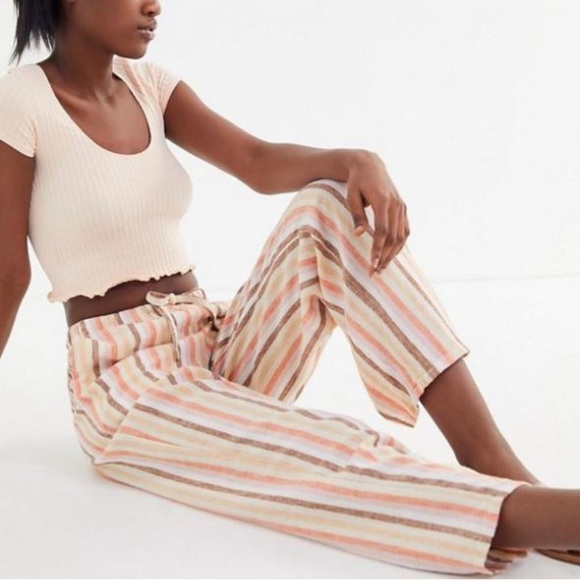 Urban Outfitters Chance Striped Linen Pull-On Wide-Leg Pant Size XS - Picture 3 of 6